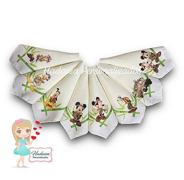 Guardanapo em Tecido - Temático a Turma do Mickey - Kit com 08 unidades  - 30 cm x 30 cm