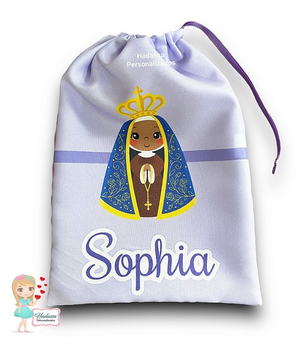 Saquinhos - sacolinhas em tecido  Estampa de  Nossa Senhora Aparecida -  Tamanho 15 x 20  -  20 unidades