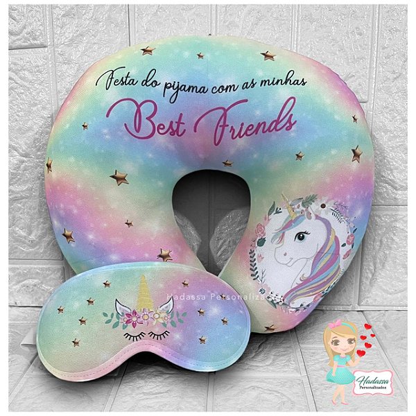 Kit Almofada de Pescoço +  Tapa Olho Unicornio
