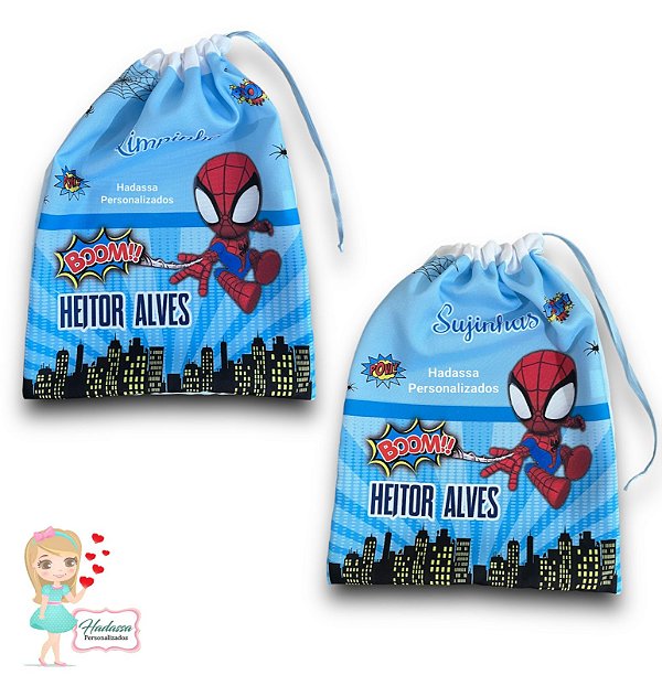 Sacolinha - modelo saco em tecido - Roupa Suja e Roupa Limpa - kit com 02 unidades