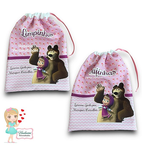 Sacolinha - modelo saco em tecido - Roupa Suja e Roupa Limpa - kit com 02 unidades