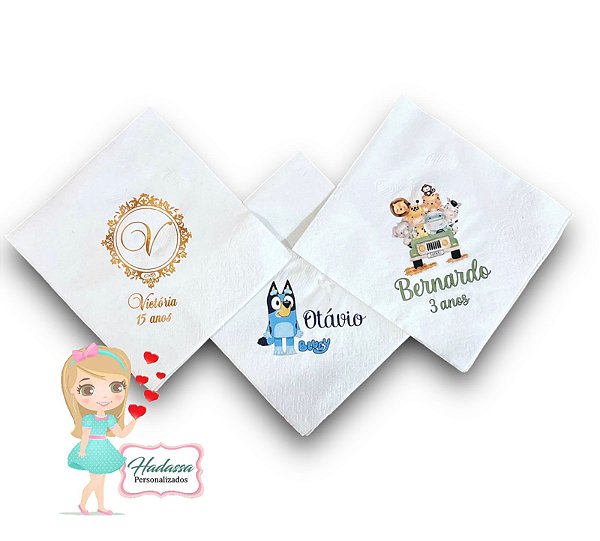 Guardanapos em Papel Personalizados - 100 UNIDADES