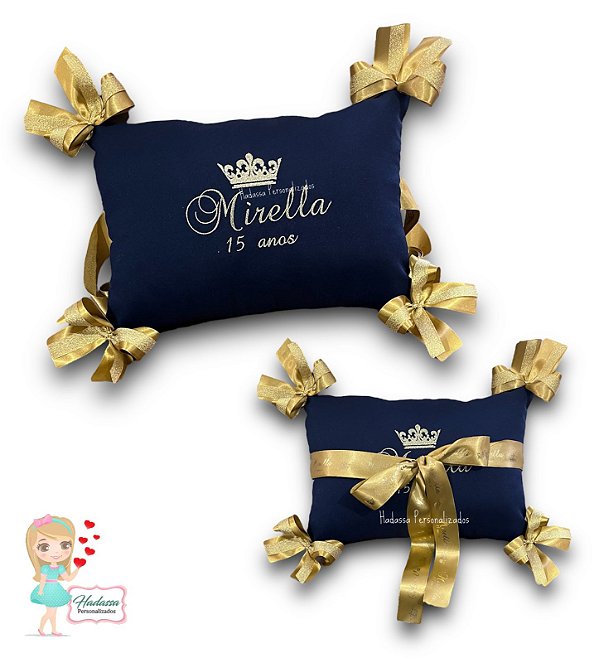 Almofada Para Levar Sapato de Debutante Bordada e com Fitas Personalizadas