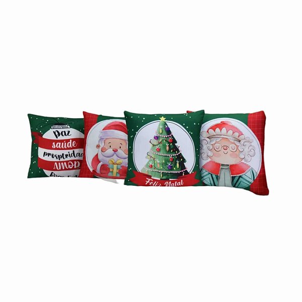 Almofada com estampa Natalina - 04 unidades 43 x 43 cm Cheias
