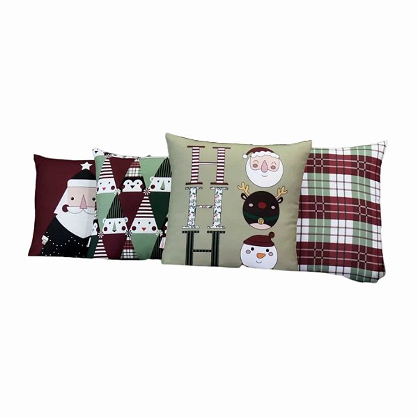 Almofada com Estampa natalina - 04 unidades - 43 x 43 cm