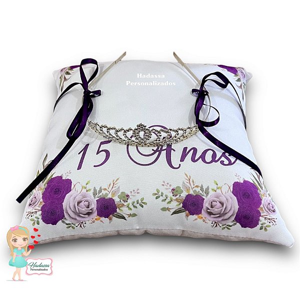 Almofada Para Levar Coroa de debutante Floral - COROA NÃO ACOMANHA