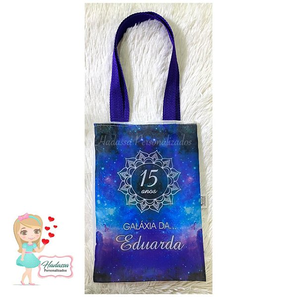 Sacolas em Poliéster com transparência - 20 X 30  - Galáxia - 15 unidades