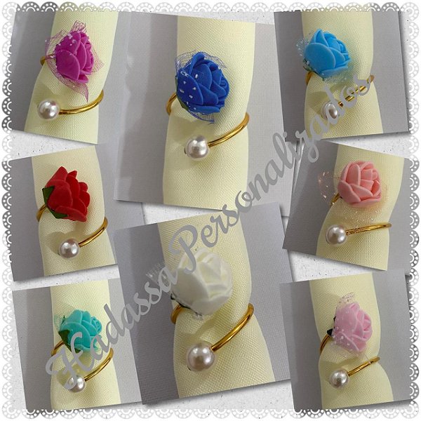 Porta Guardanapos com florzinha + perola + strass - 50  unidades