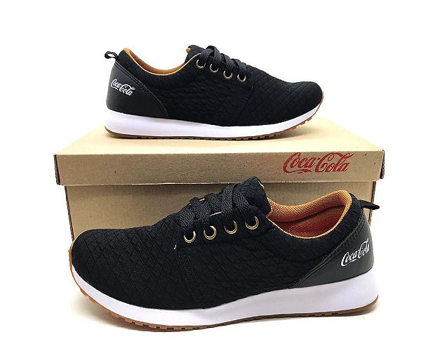 tenis coca cola sense preto e dourado