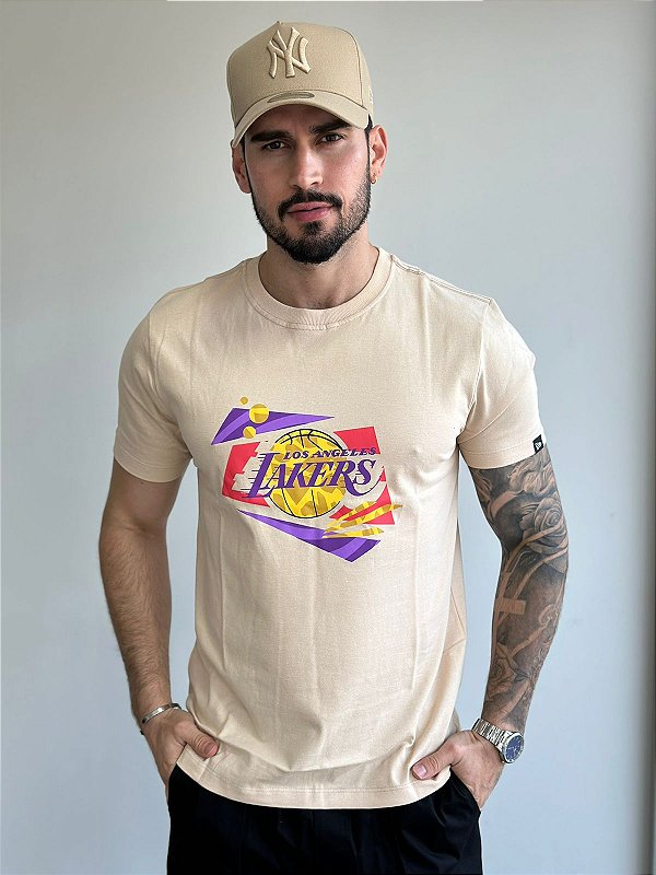 Camiseta New Era Lakers Bege