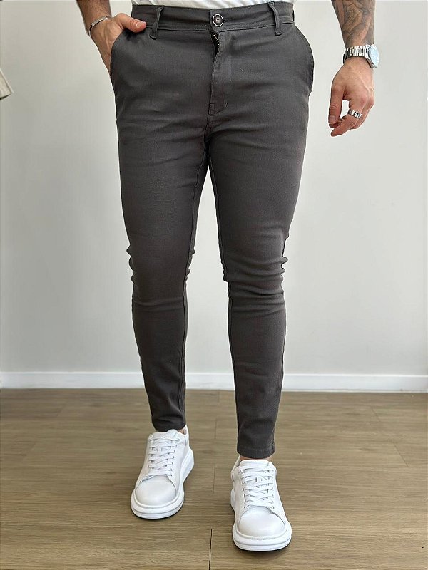 Calça Sarja Corte Alfaiataria Chumbo