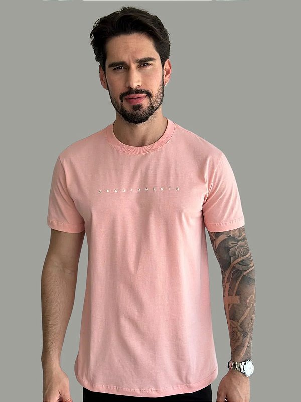 Camiseta Acostamento Casual Relief Rosa Guava