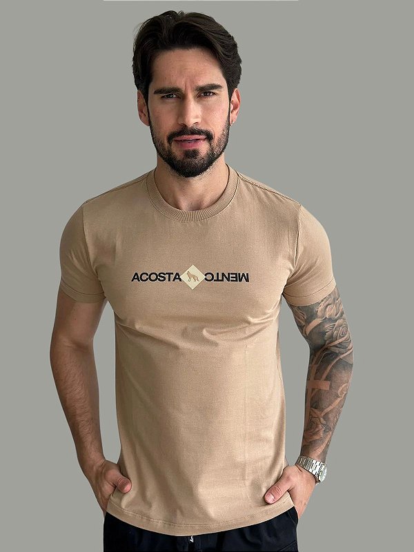 Camiseta Acostamento Casual Wolf 93  Bege Caqui