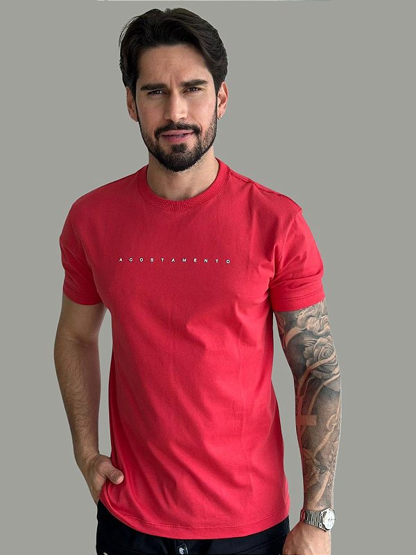 Camiseta Acostamento Casual Relief Vermelho
