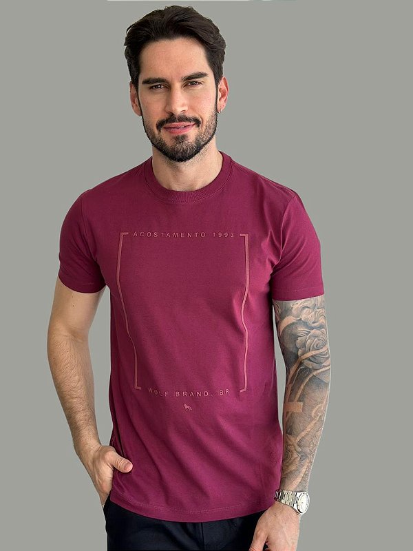 Camiseta Acostamento Casual Square Bordô