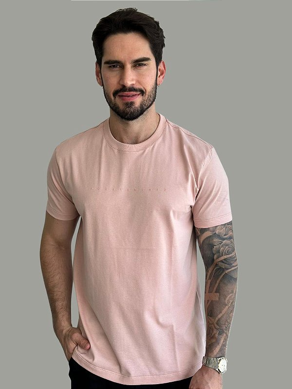Camiseta Acostamento Casual Relief Rosa Cha