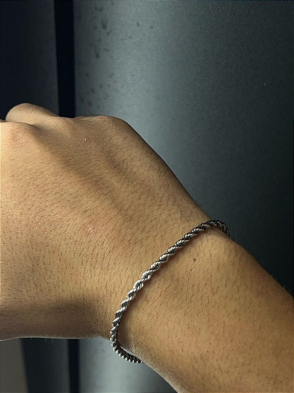 Pulseira Tracejada Fina Aço Inox 22cm Dourada