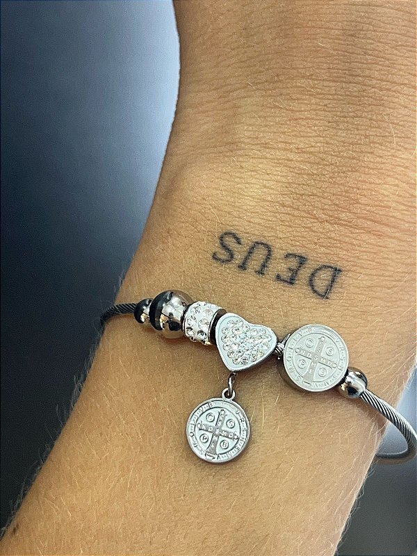 Pulseira Berloque Aço Inox Prata