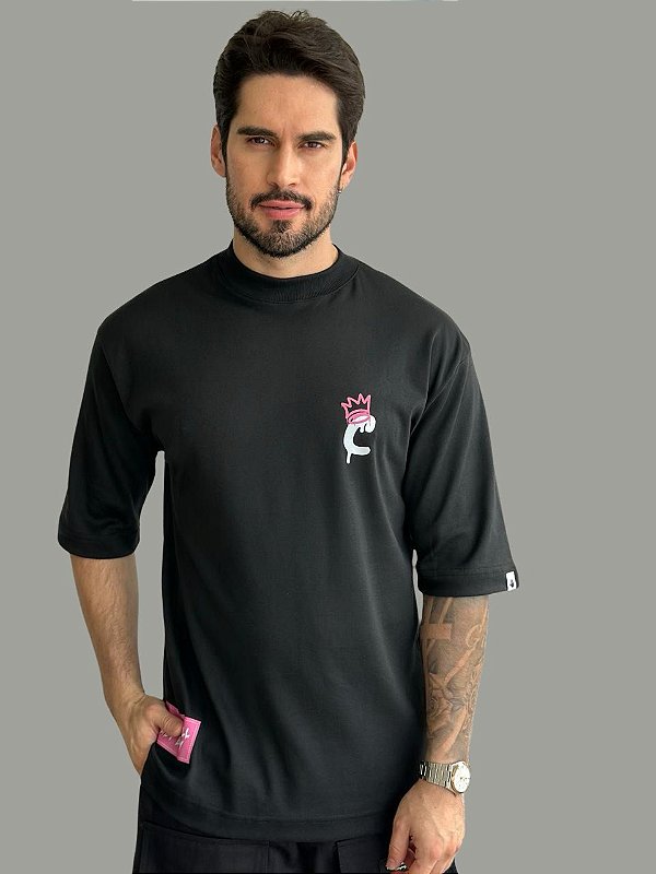 Camiseta Over Calmô Smile Preta