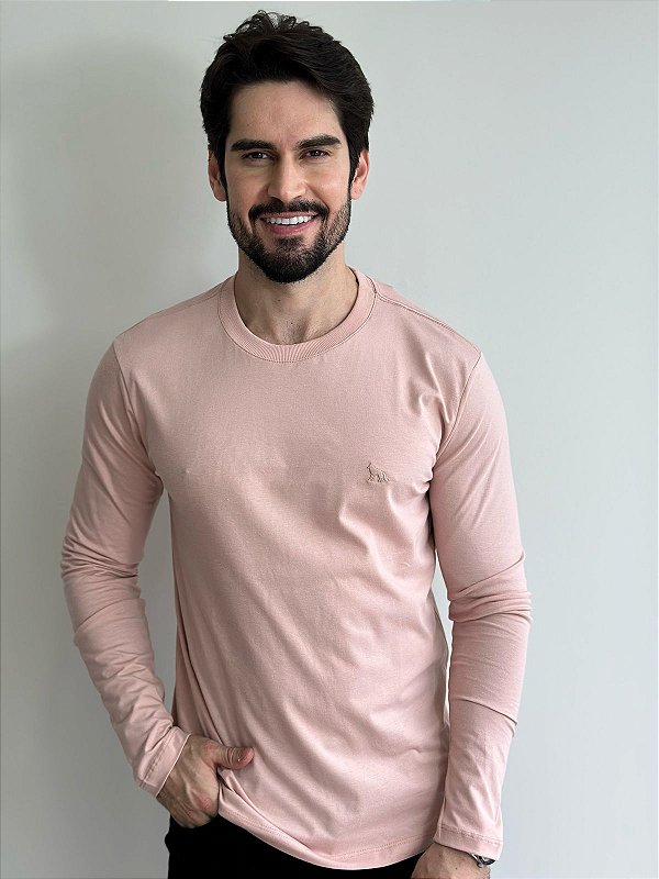 Camiseta Acostamento Manga Longa Rosa Cha