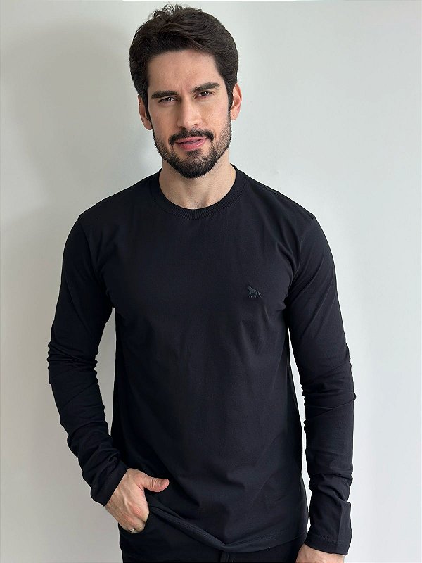 Camiseta Acostamento Manga Longa Preto