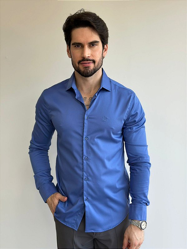Camisa Fb Exclusive Manga Longa Azul Firenz