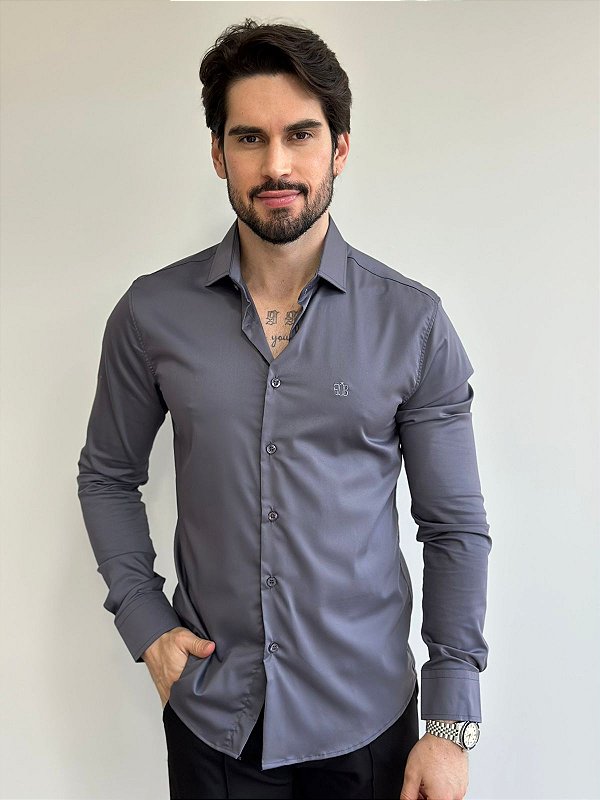 Camisa Fb Exclusive Manga Longa Cinza