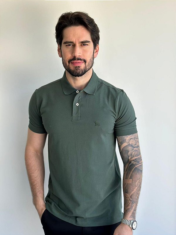 Camisa Polo Acostamento Verde Militar