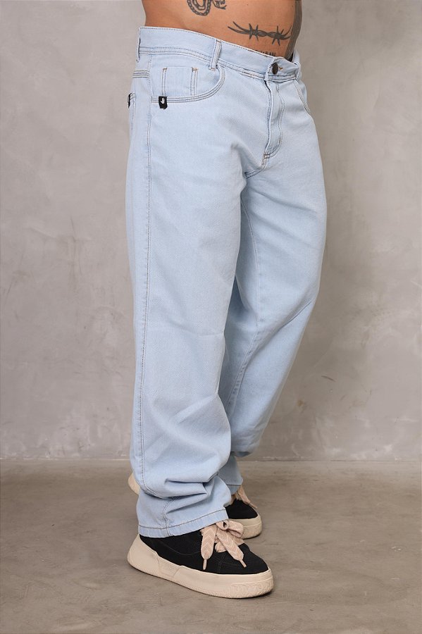 Calça Calmô Reta Jeans Claro