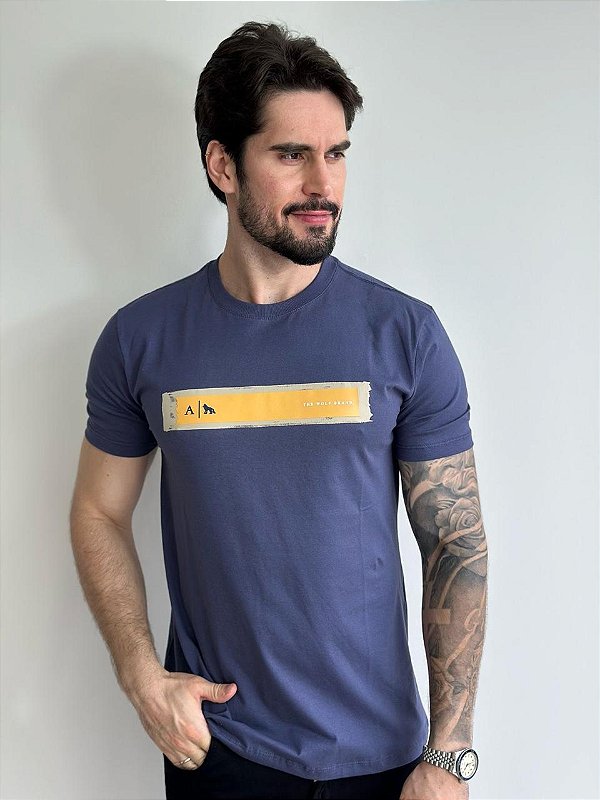 Camiseta Acostamento Casual Azul Navy