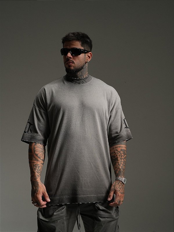 Camiseta Creat Oversized Three D Cinza