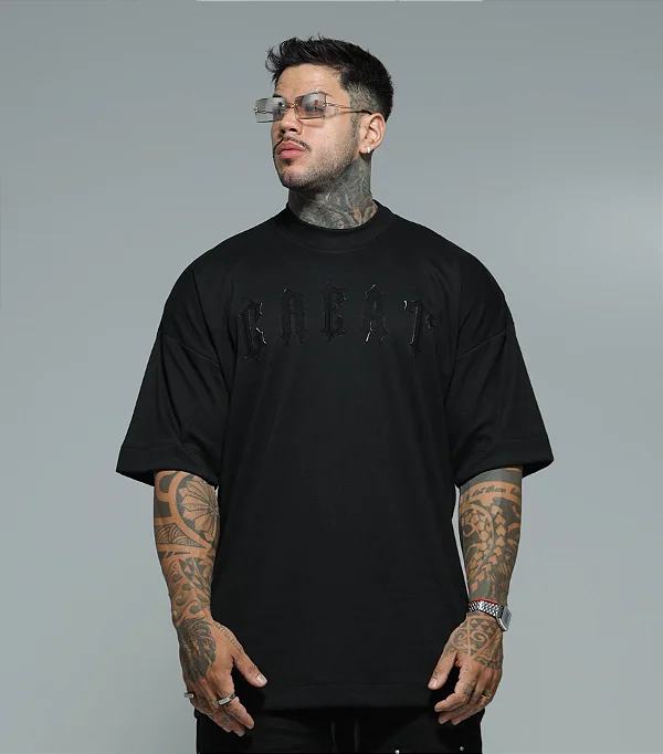 Camiseta Creat Oversized Relief Preto