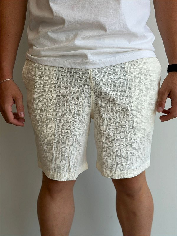 Bermuda Acostamento Casual Linho Off White