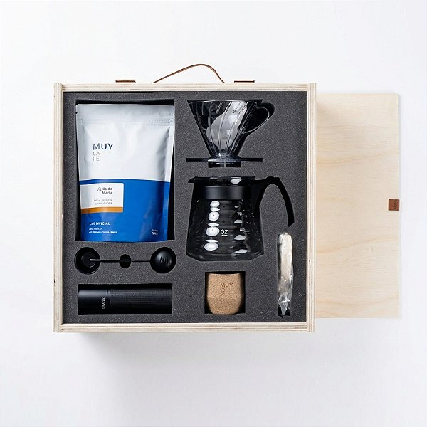 Kit Barista, 1 pct de 250g, 1 Kit V-60, 1 moedor e 1 copinho de cerâmica