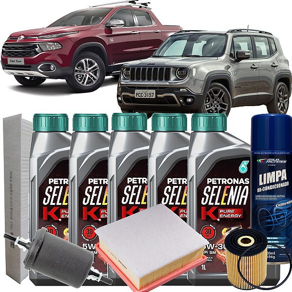 Kit Revisão Óleo Selenia K Pure Energy 5w30 Fiat Toro Jeep Renegade 1.8 Flex 2016 2017 2018 2019 2020 2021