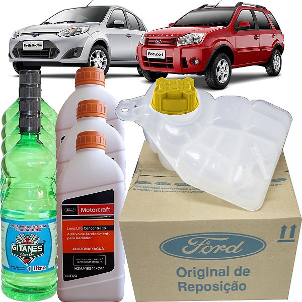 Kit Reservatorio De Água Original Radiador + Tampa + Aditivo + Água Ford Fiesta Ecosport Zetec Rocam