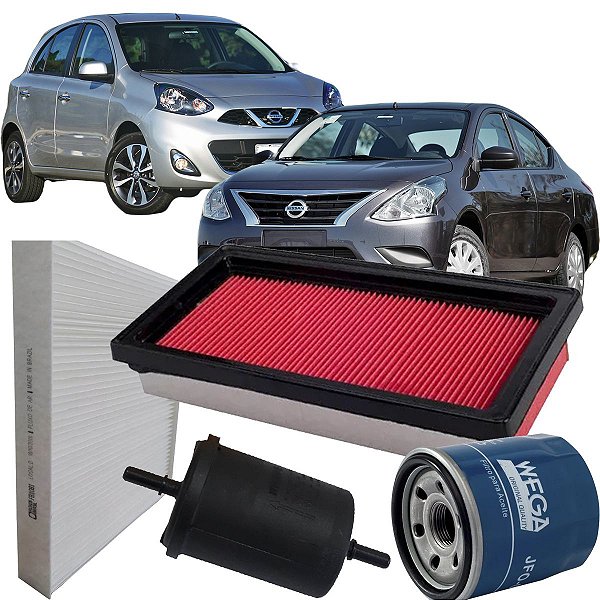 Kit Filtros Nissan March Versa 1.6 16v 2011 2012 2013 2014 2015 2016 2017 2018 2019 2020 2021