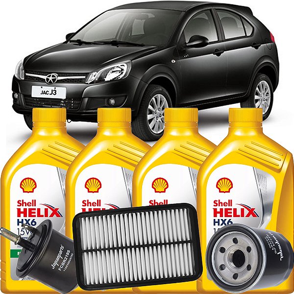 Kit Revisão 15w40 Filtros Oleo Ar E Combustível - Jac J3 1.4 E 1.5 Gasolina Flex Hatch Turin 2011 2012 2013 2014 2015