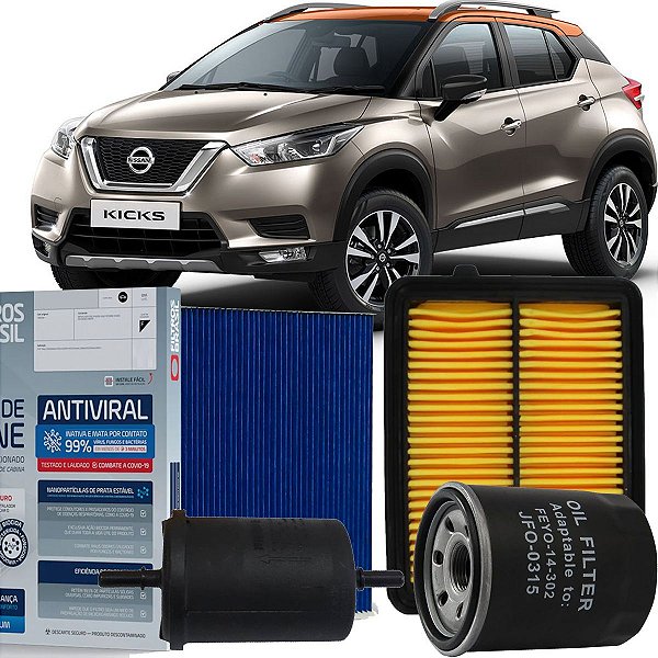 Kit Filtros De Ar Óleo Combustível Cabine Nissan Kicks 1.6 2016 2017 2018 2019 2020 2021 2022