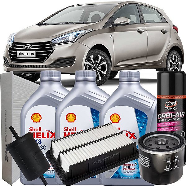 Kit Revisao Óleo 5W30 Shell E Filtros HB20 1.0 Aspirado 3 cilindros 2013 2014 2015 2016 2017 2018