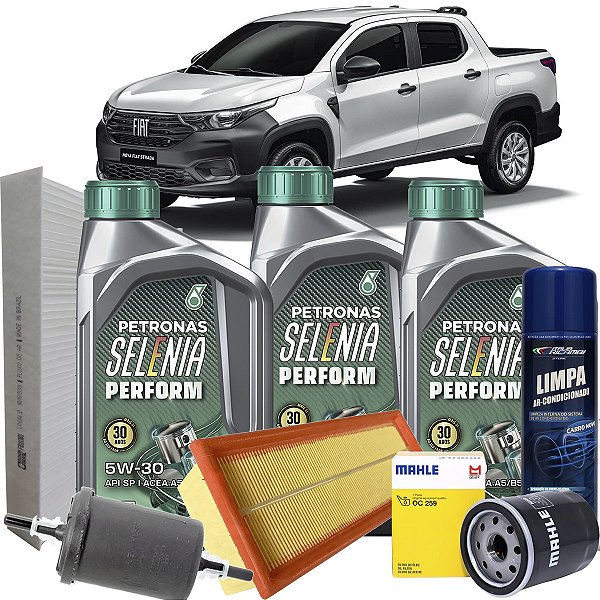 Kit Revisão Óleo Selenia 5W30 E Filtros Para Fiat Strada 1.4 Fire Endurance Cs Cd 2021 2022 2023