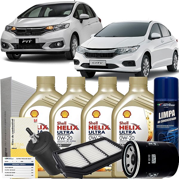 Kit Revisão Oleo 0W20 Sintético E Filtros Para Honda New Fit City 1.5 2015 2016 2017 2018 2019 2020