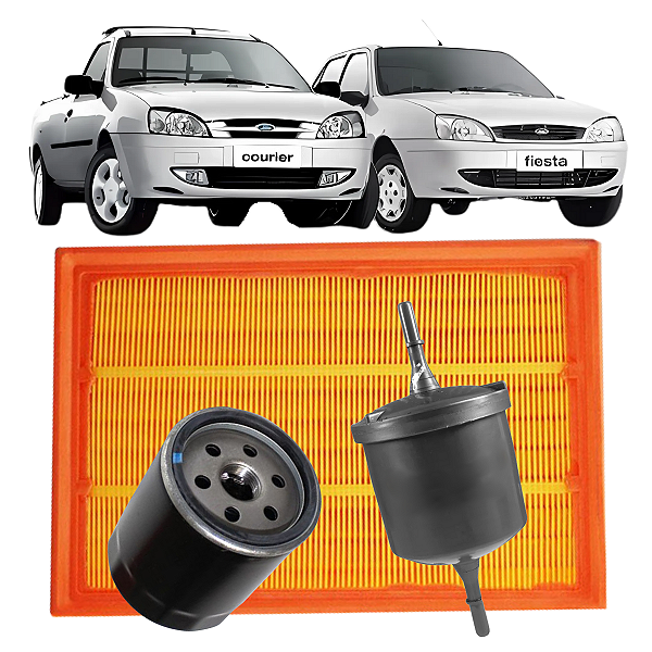 Kit Filtros De Ar Óleo Combustivel Ford Fiesta Street Gasolina E Courier Todos Zetec Rocam