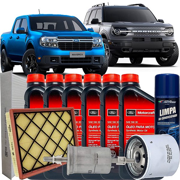 Kit Revisão 5w30 Ford Motorcraft E Filtros Para Ford Bronco Sport Maverick 2.0 Ecoboost 2021 2022 2023 2024