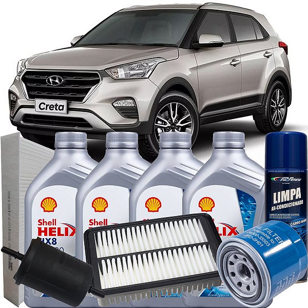 Kit Revisão Oleo 5W30 E Filtros Para Hyundai Creta 1.6 16V Pcd Attitude Pulse 2017 2018 2019 2020 2021 2022