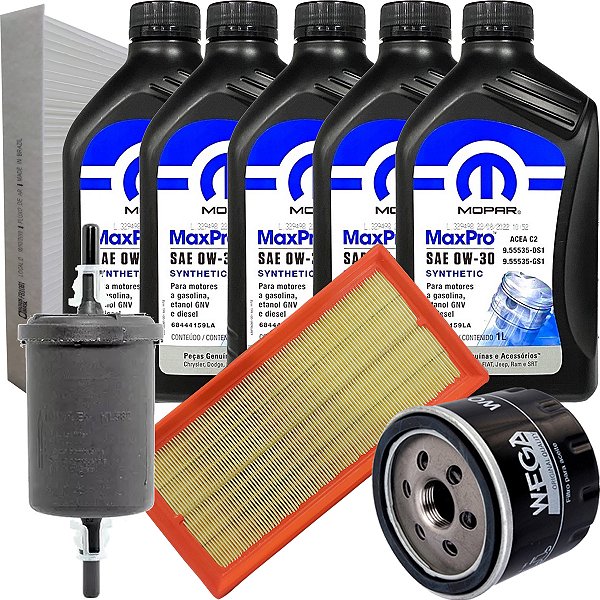 Kit Revisão Troca De Oleo 0w30 Mopar Completo Fiat Fastback Pulse Abarth 1.3 Turbo 270 Flex At6 2022 2023 2024