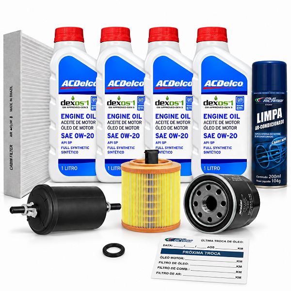 Kit Revisao Troca De Oleo 0w20 Acdelco Dexos1 E Filtros Para Gm Chevrolet Cruze 1.4 Turbo 2016 2017 2018 2019 2020 2021