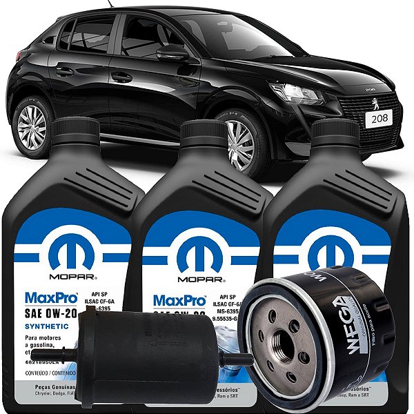 Kit Oleo 0w20 Mopar E Filtros Gasolina Para Peugeot 208 1.0 Firefly 3 Cilindros 2022 2023 2024
