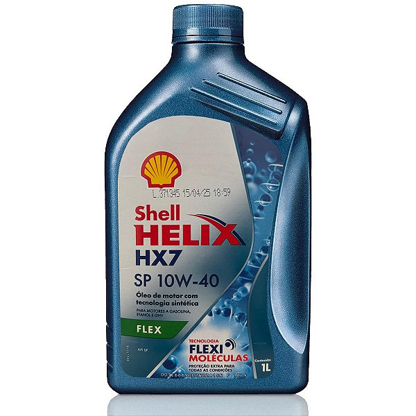 Óleo De Motor Shell HX7 10W40 Lubrificante Semissintético Api SP Para Cada 7.500 Km - 1 Litro