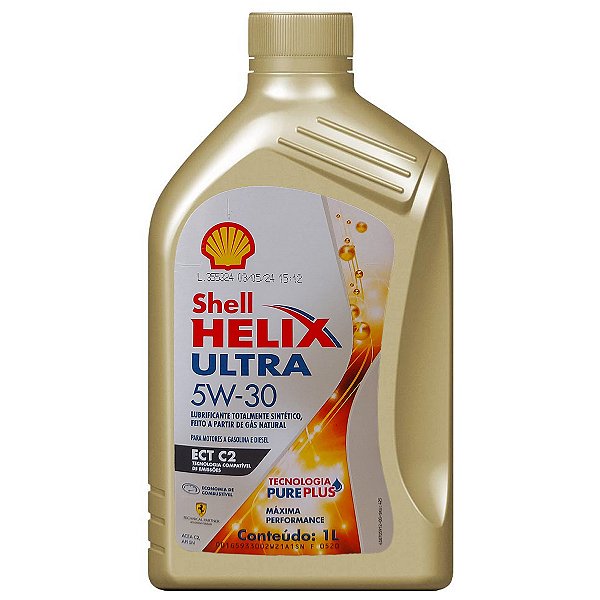 Óleo De Motor Shell Helix Ultra 5W30 ECT C2 100% Sintético Cada 10.000 Km - 1 Litro